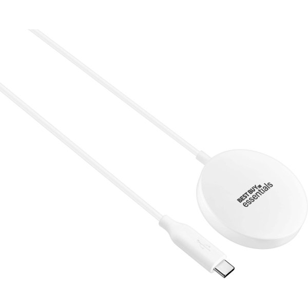 Best Buy essentials™ - Magnetic 7.5W Wireless Charger for iPhone 16/15/14/13/12 Series MagSafe Compatible Devices - White - Image 3