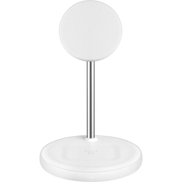 Best Buy essentials™ - 2-in-1 7.5W Magnetic Wireless Charger for iPhone 15/14/13/12 series + AirPods - White - Image 3