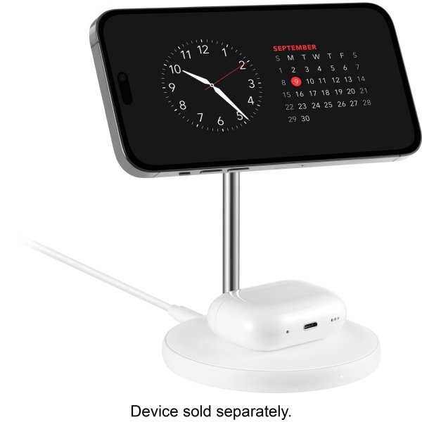 Best Buy essentials™ - 2-in-1 7.5W Magnetic Wireless Charger for iPhone 15/14/13/12 series + AirPods - White