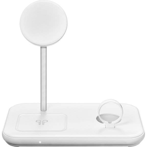 Best Buy essentials™ - 3-in-1 7.5W Magnetic Wireless Charger with Apple Watch Charger Holder for iPhone + Apple Watch + AirPods - White - Image 3