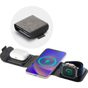 mophie - 3-in-1 Travel Charger with MagSafe for Apple iPhone, AirPods Pro/AirPods, and Apple Watch - Black