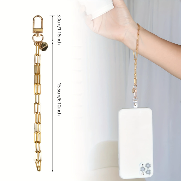 Stainless Steel Phone Chain Strap with Durable Transparent Clip - Image 3