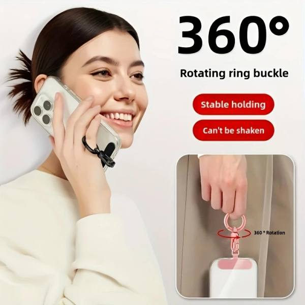 Mobile phone lanyard clip with metal ring - Image 3