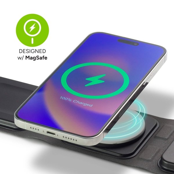 mophie - 3-in-1 Travel Charger with MagSafe for Apple iPhone, AirPods Pro/AirPods, and Apple Watch - Black - Image 3