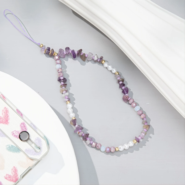 Phone Charms Handmade Cell Phone Chain Wrist Strap Lanyard Natural Chip - Image 2