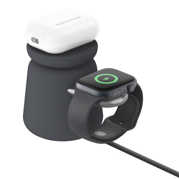 Belkin - 2-in-1 MagSafe Wireless Charging Dock 15W Compatible with iPhone 16, 15, 14, and 13 Series, AirPods, and more, with PSU - Charcoal - Image 3