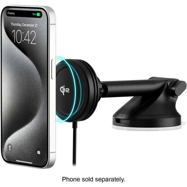 iOttie - Velox Qi2 Wireless Dashboard & Windshield Car Mount - Carbon Black