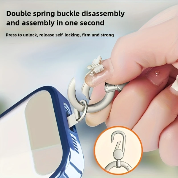 Mobile phone lanyard clip with metal ring - Image 2