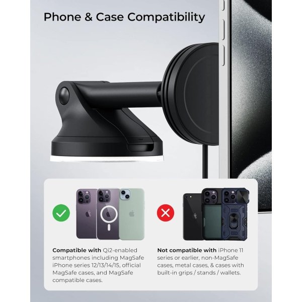 iOttie - Velox Qi2 Wireless Dashboard & Windshield Car Mount - Carbon Black - Image 3